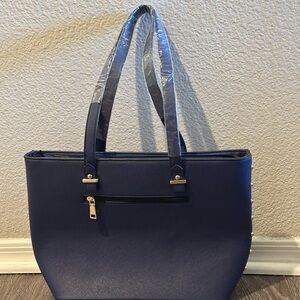 Elegant Blue Tote Bag with Gold Accents NEW!